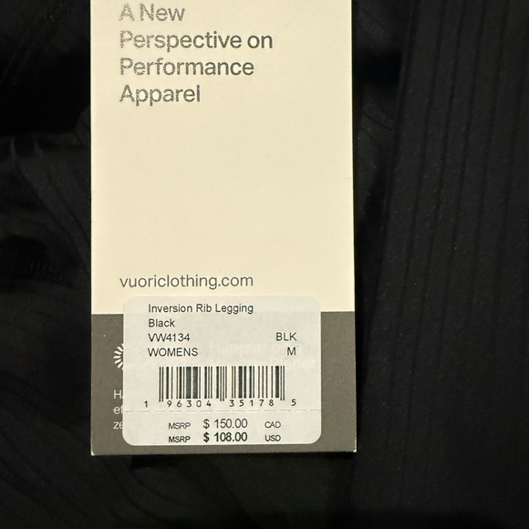 Vuori Black Ribbed Leggings - Picture 3 of 3